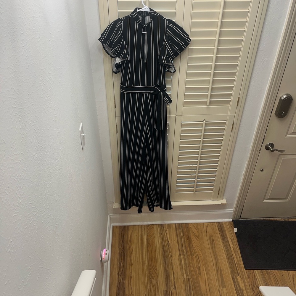Black and White Striped Jumpsuit